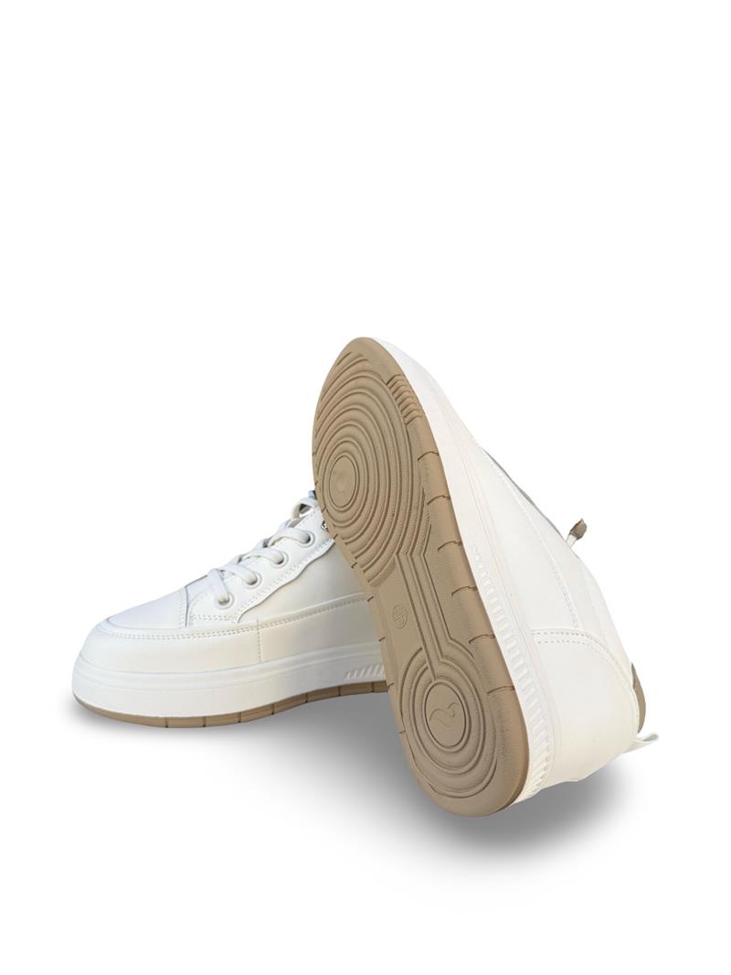 Guja Y352 Hakiki Deri Dolgu Topuk Kadın Spor Sneaker Bej