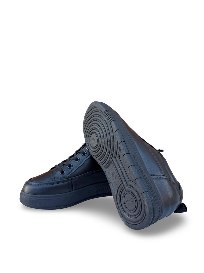 Guja Y352 Hakiki Deri Dolgu Topuk Kadın Spor Sneaker Siyah