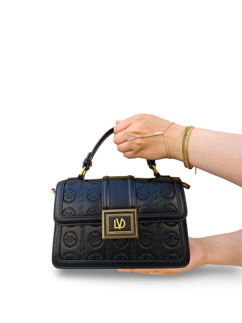 Lvdr931031 Desenli Gold Detaylı Kadın Premium Çanta Siyah
