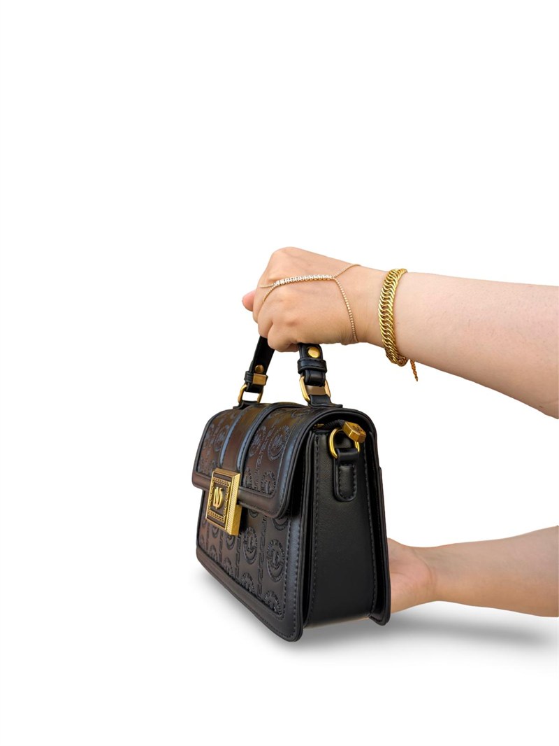 Lvdr931031 Desenli Gold Detaylı Kadın Premium Çanta Siyah