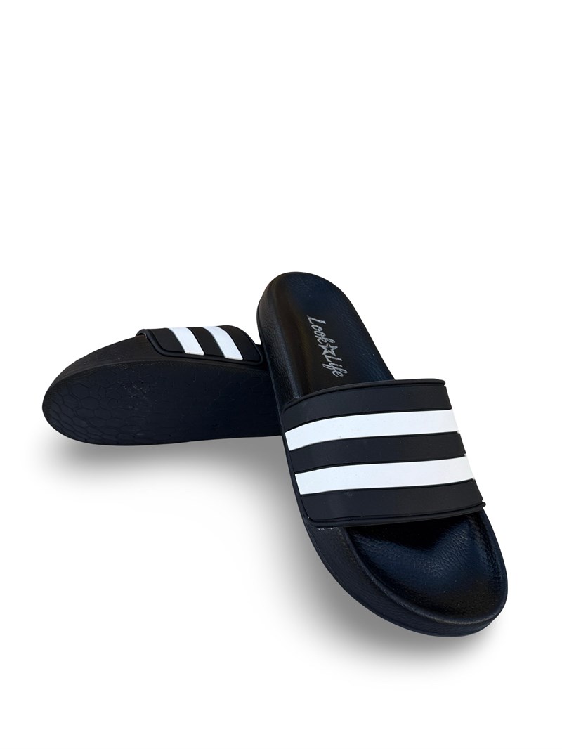 MYS S264018 Unisex Taraftar Terlik Siyah Beyaz