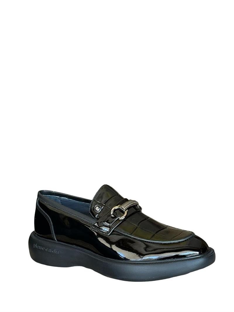 P.cardin 70919 Hakiki Deri  Eva Taban Kroko Klasik Loafer Siyah Rugan