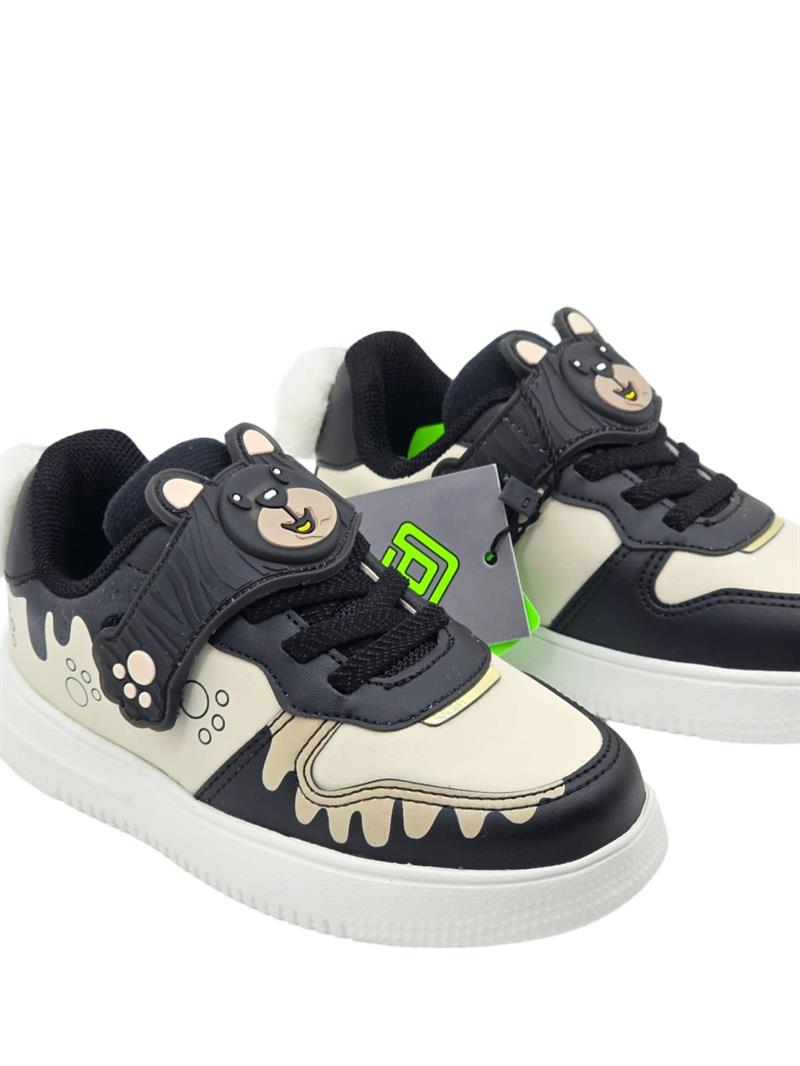 Pepino 1722Ptk Çocuk Cırtlı Sneaker Siyah Krem