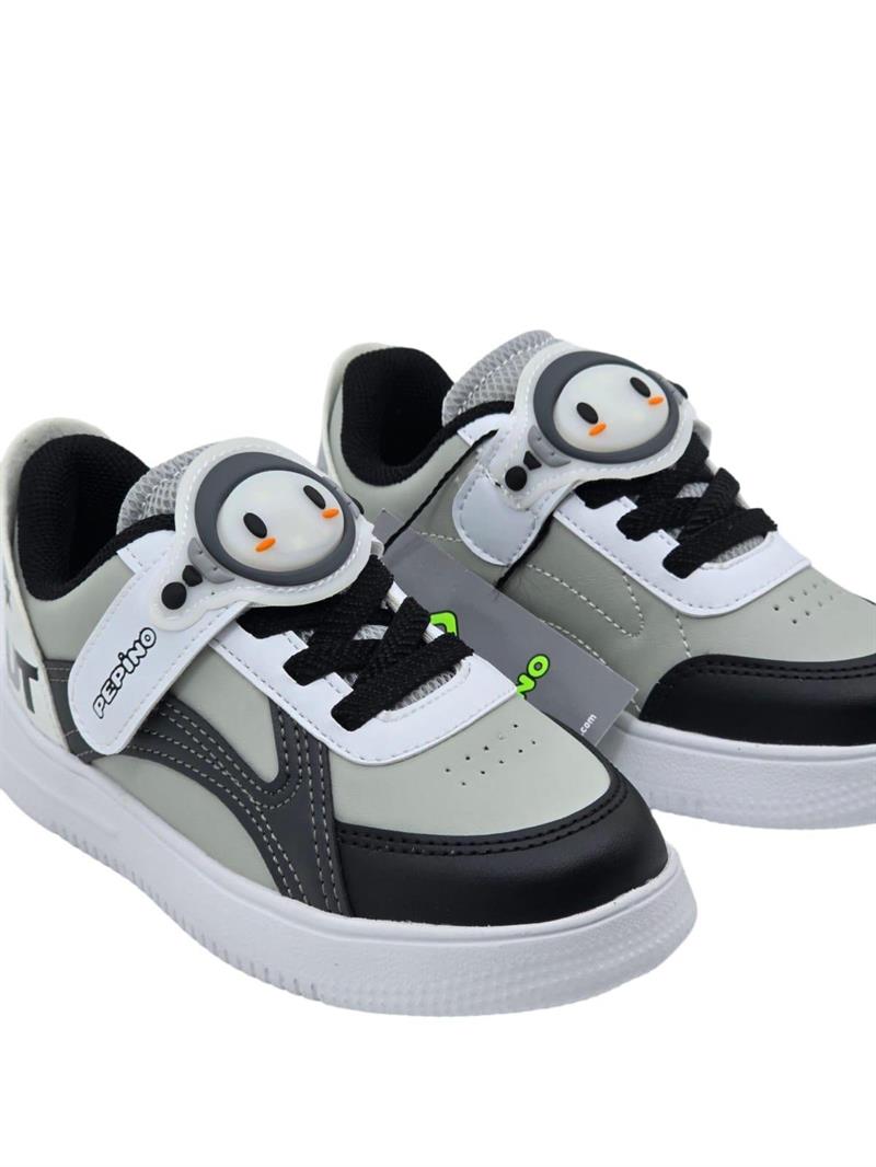 Pepino 1723Ptk Çocuk Cırtlı Sneaker Gri Siyah