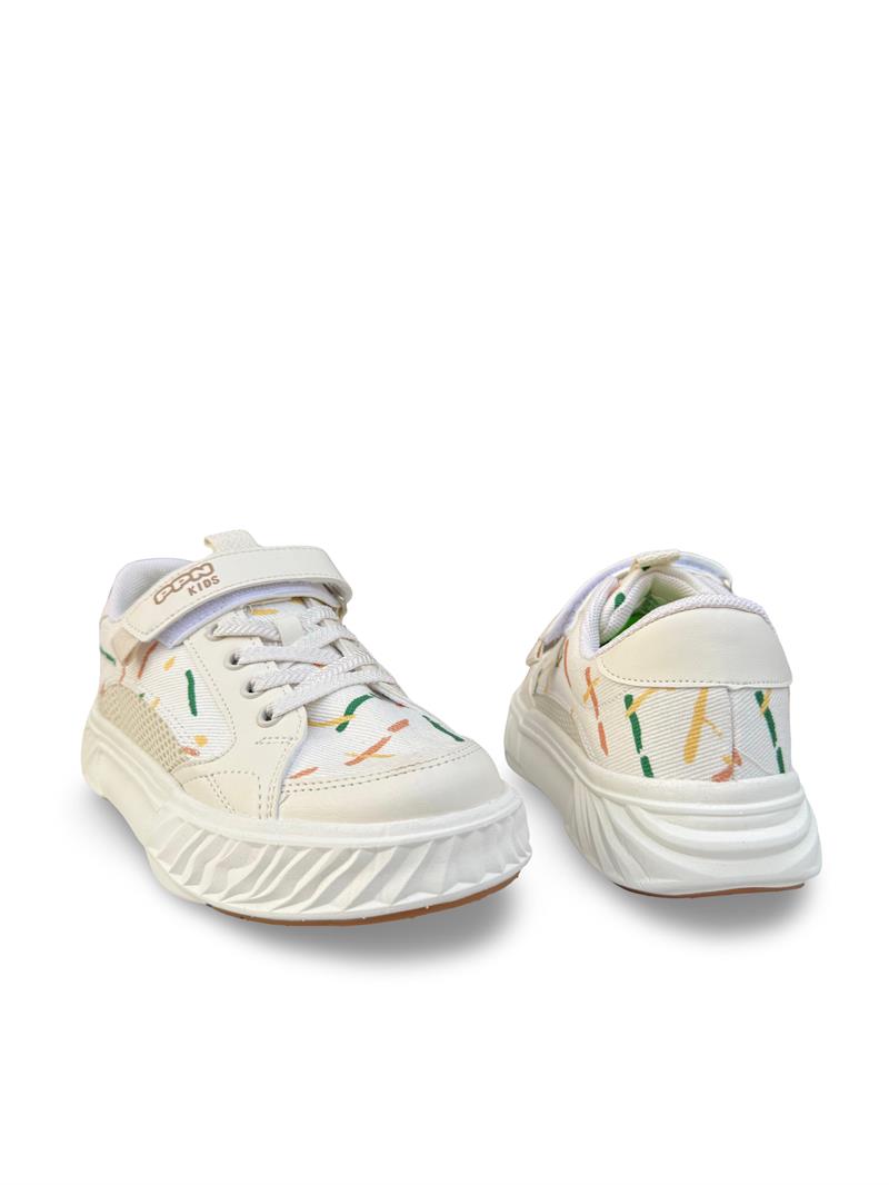 Pepino 1883Flt Cırtlı Fileli Hafif Unisex Çocuk Spor Ayakkabı Krem