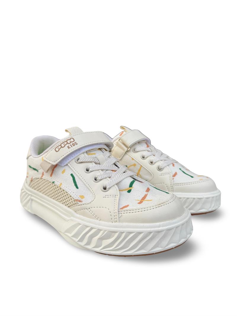 Pepino 1883Flt Cırtlı Fileli Hafif Unisex Çocuk Spor Ayakkabı Krem