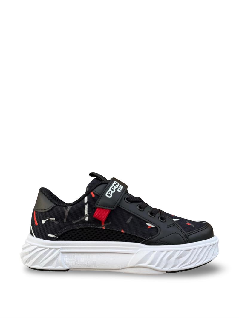 Pepino 1883Flt Cırtlı Fileli Hafif Unisex Çocuk Spor Ayakkabı Siyah
