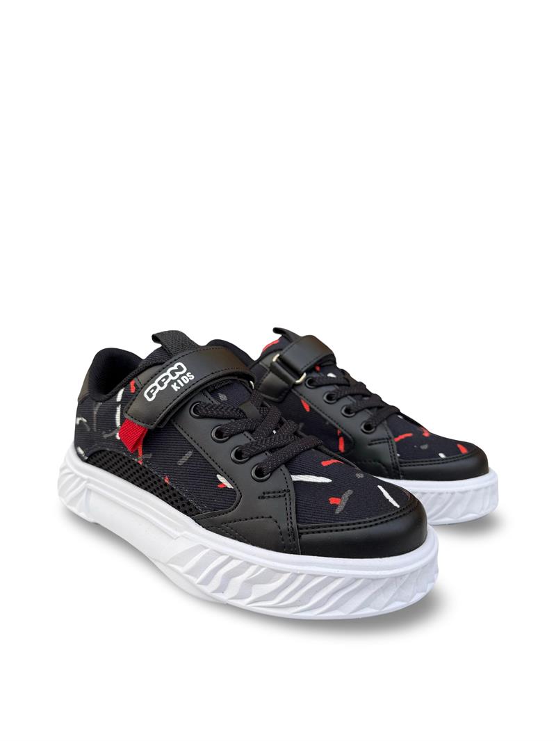 Pepino 1883Flt Cırtlı Fileli Hafif Unisex Çocuk Spor Ayakkabı Siyah