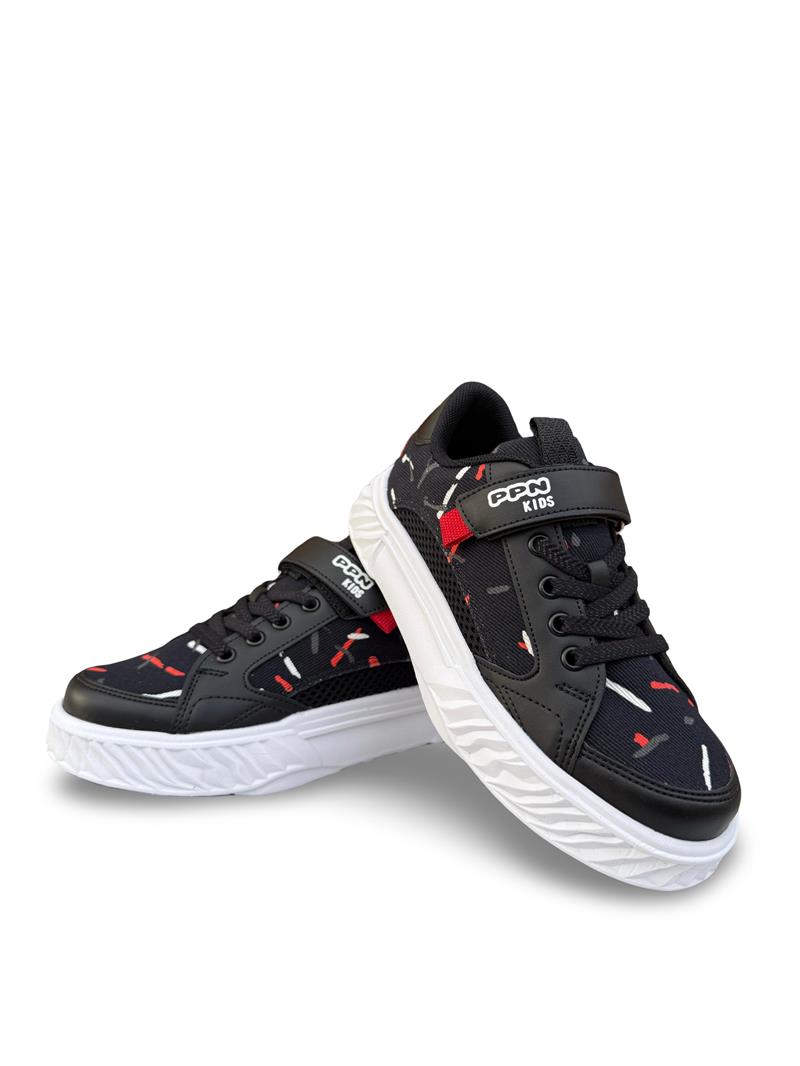 Pepino 1883Flt Cırtlı Fileli Hafif Unisex Çocuk Spor Ayakkabı Siyah
