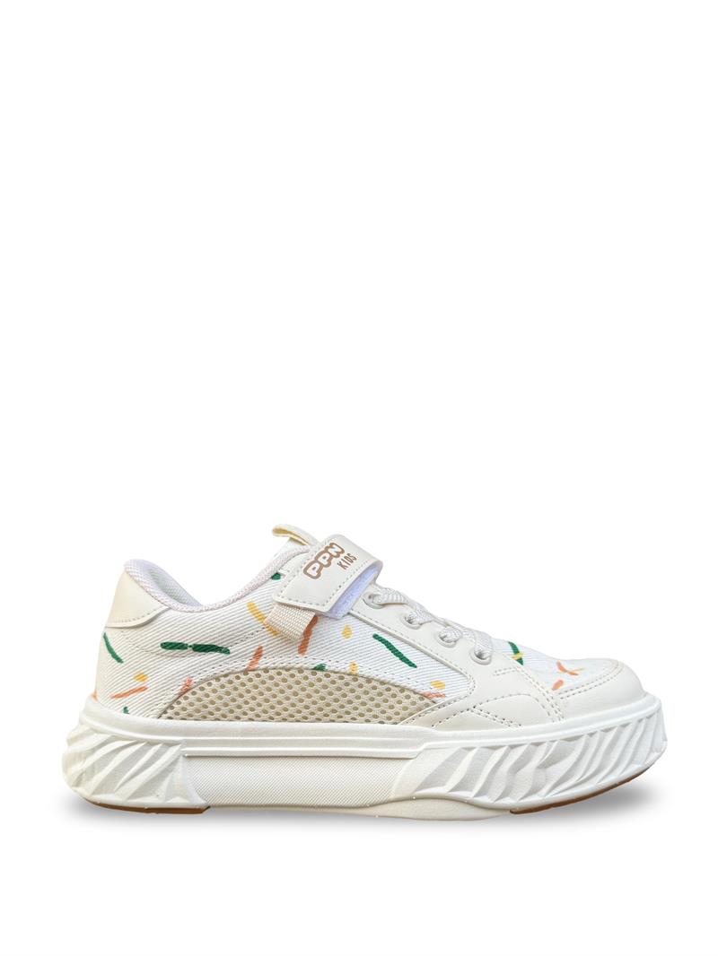 Pepino 1883Flt Cırtlı Fileli Hafif Unisex Çocuk Spor Ayakkabı Krem