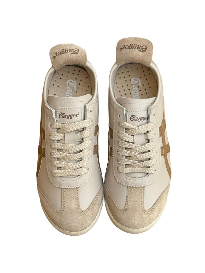 Tayger Z-3232 Hakiki Deri Kadın Spor Sneaker Bej Kahve