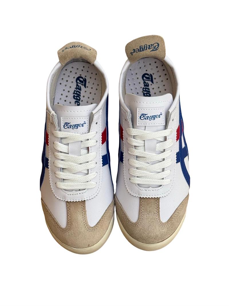 Tayger Z-3232 Hakiki Deri Kadın Spor Sneaker Beyaz Mavi