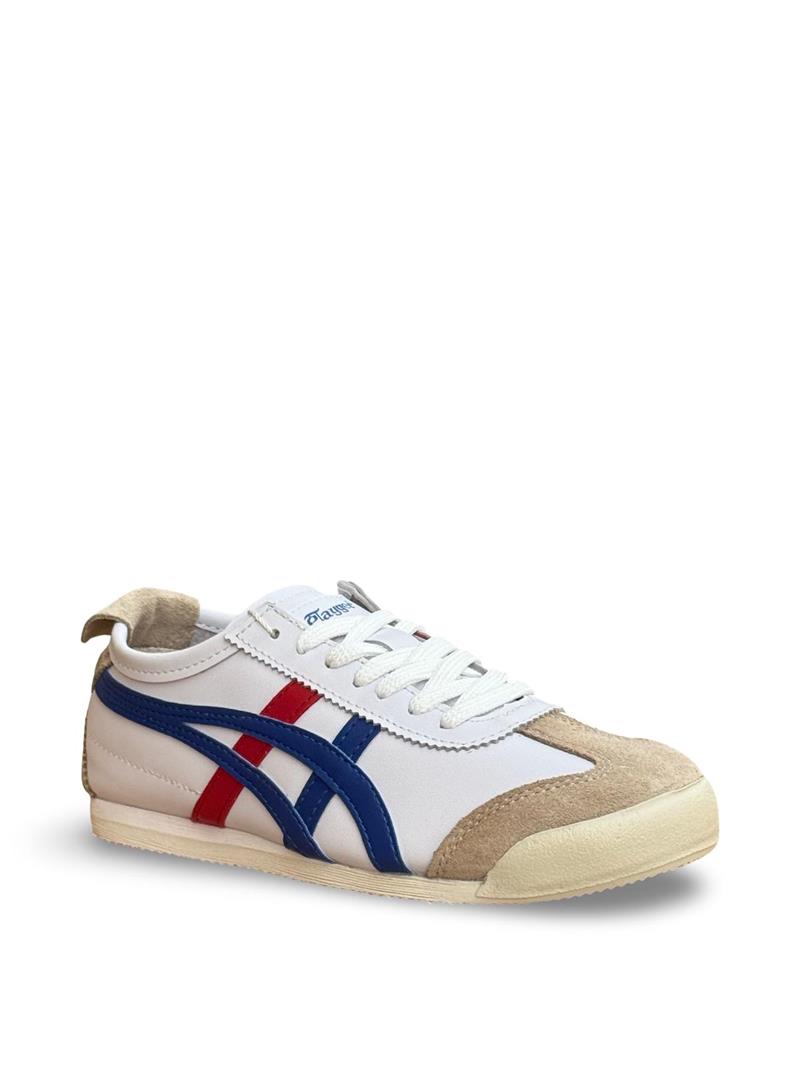 Tayger Z-3232 Hakiki Deri Kadın Spor Sneaker Beyaz Mavi