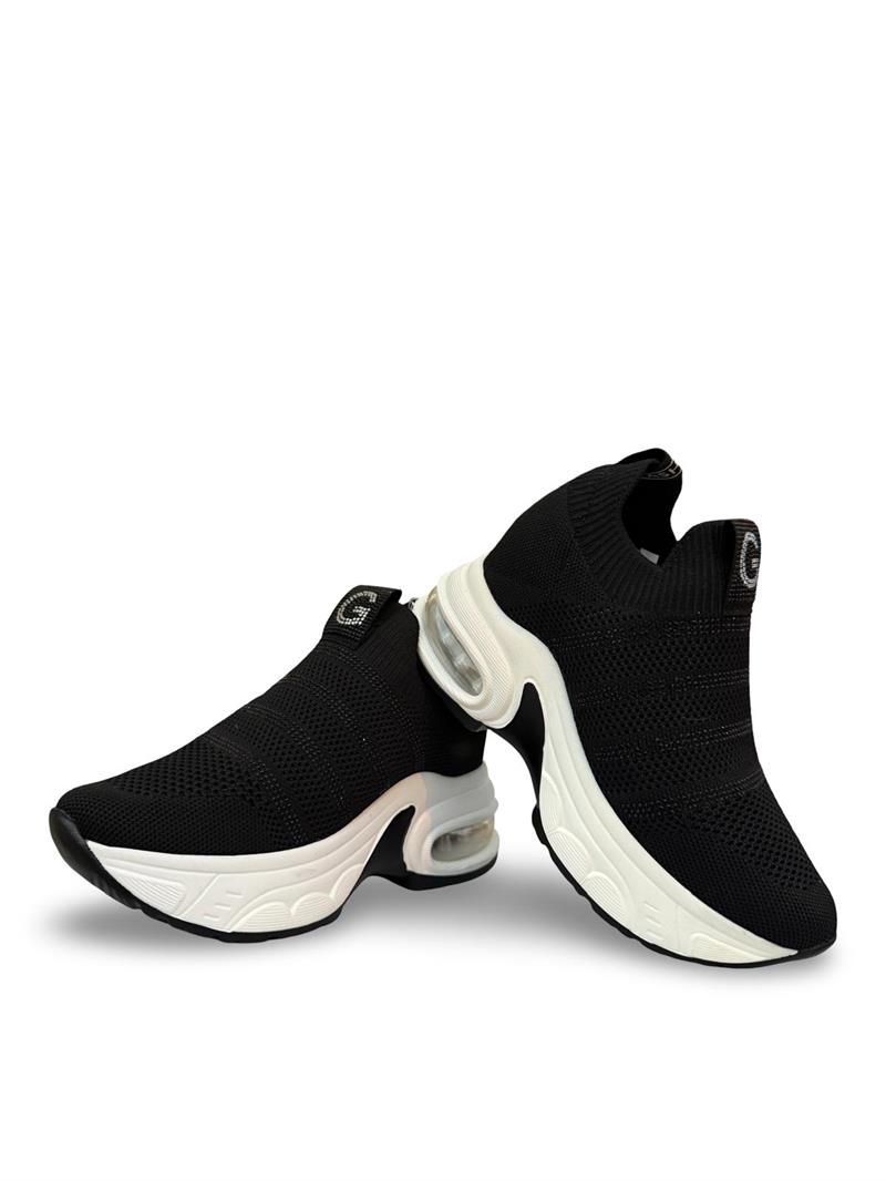 Yalınayak 25y300-4 Taş Detaylı Aır Taban Kadın Sneaker Siyah