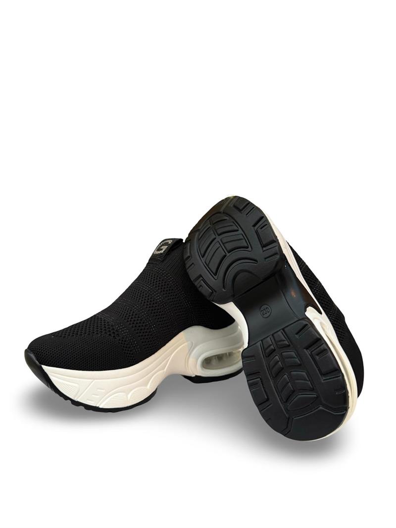 Yalınayak 25y300-4 Taş Detaylı Aır Taban Kadın Sneaker Siyah
