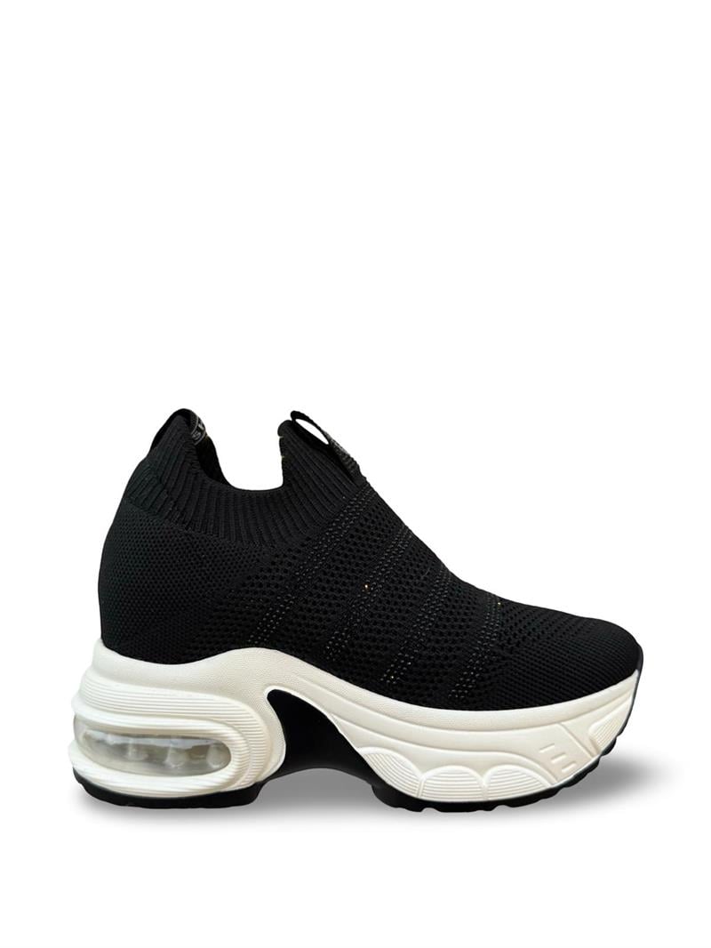 Yalınayak 25y300-4 Taş Detaylı Aır Taban Kadın Sneaker Siyah