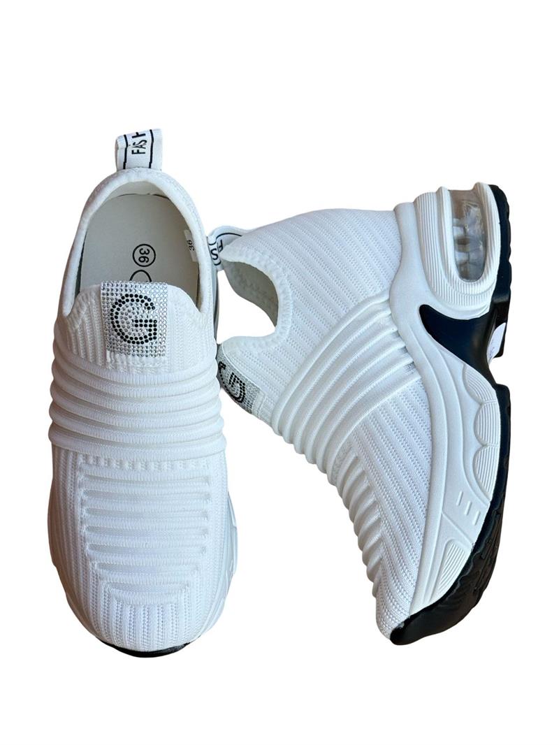 Yalınayak 25Y300-8 Taş Detaylı Aır Taban Kadın Sneaker Beyaz