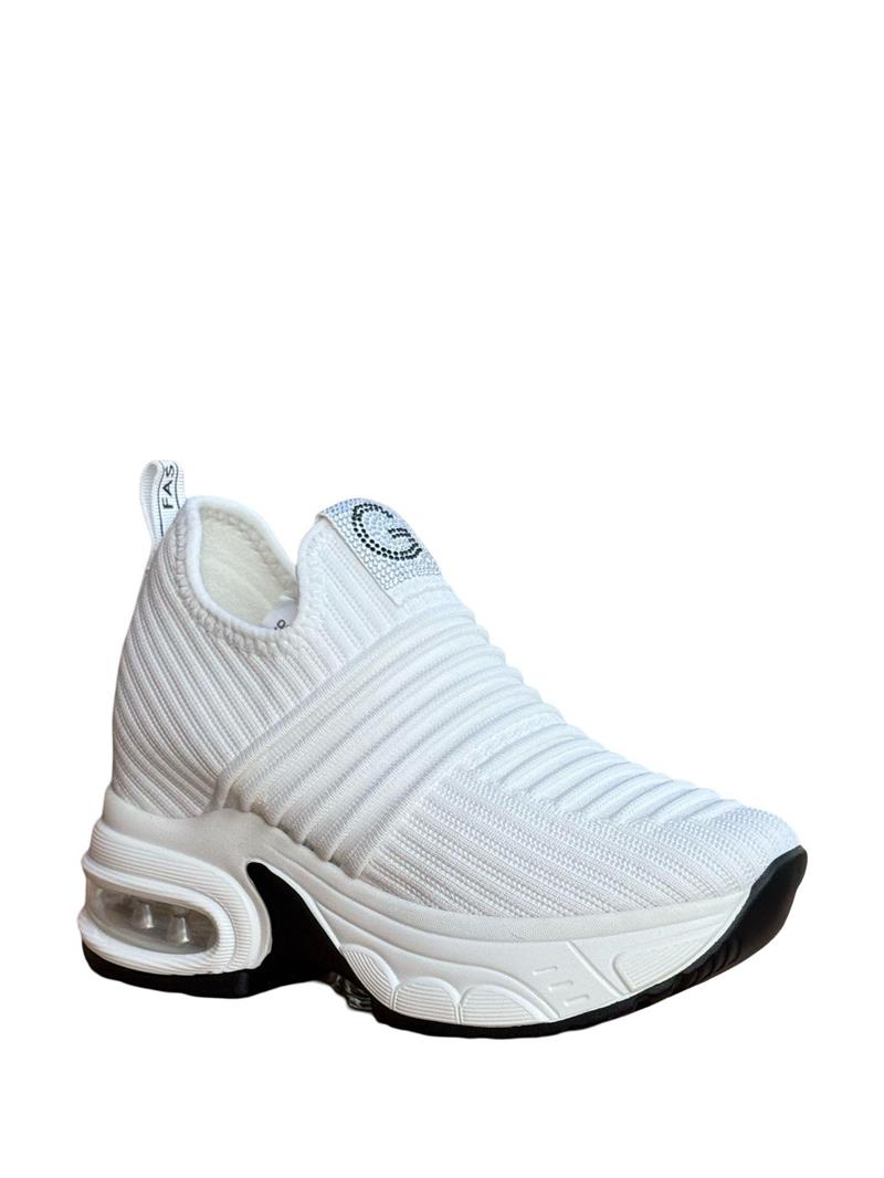 Yalınayak 25Y300-8 Taş Detaylı Aır Taban Kadın Sneaker Beyaz