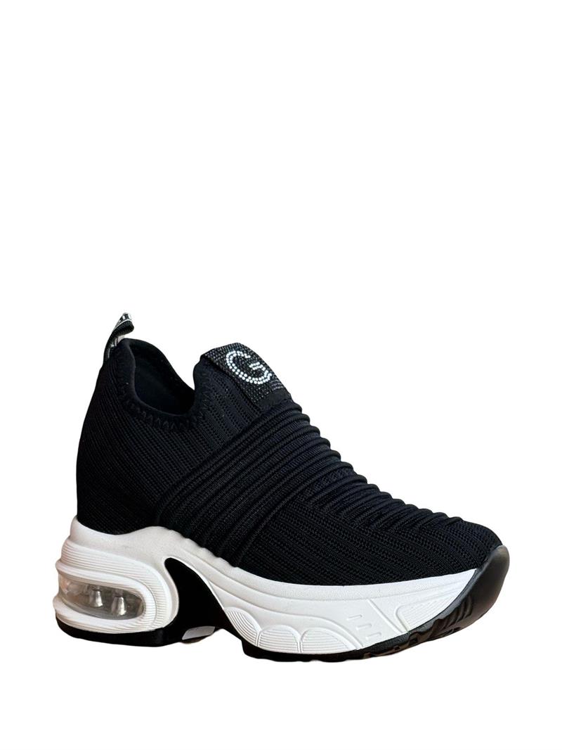 Yalınayak 25Y300-8 Taş Detaylı Aır Taban Kadın Sneaker Siyah