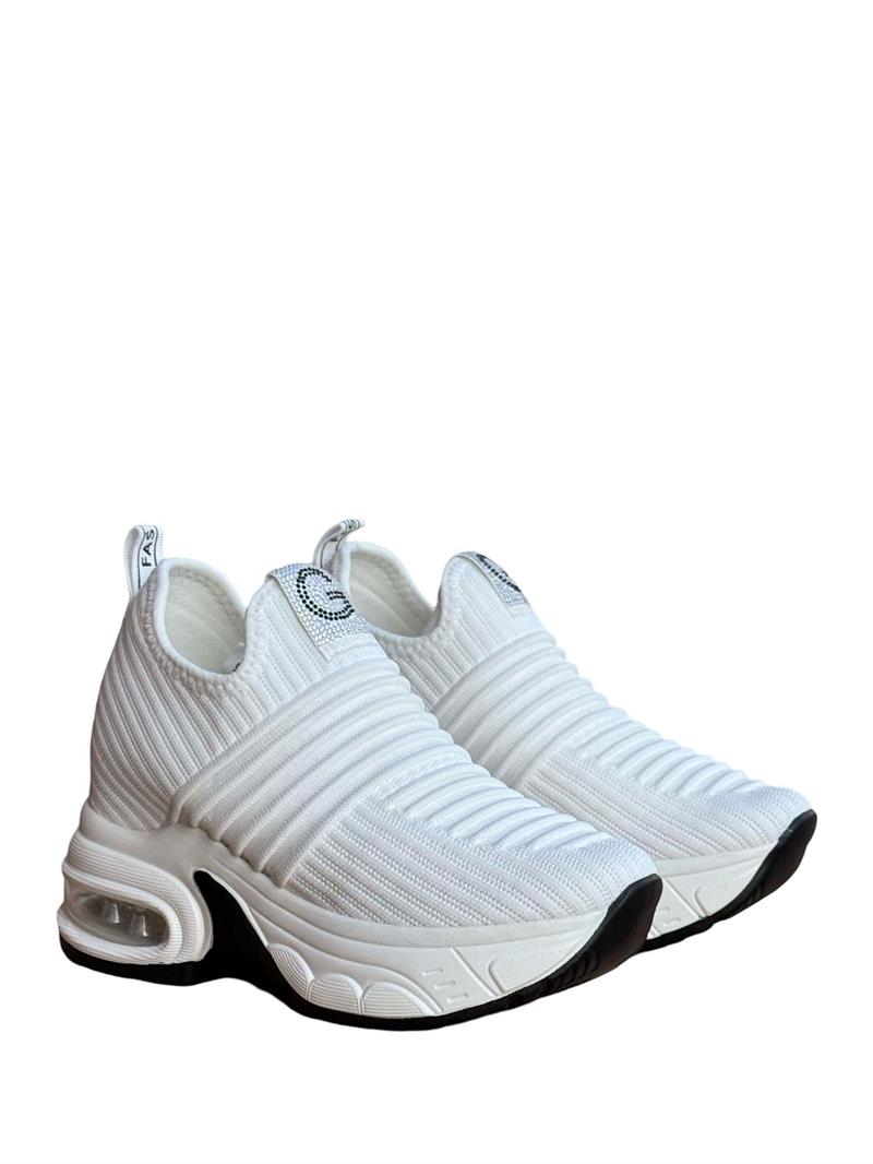 Yalınayak 25Y300-8 Taş Detaylı Aır Taban Kadın Sneaker Beyaz
