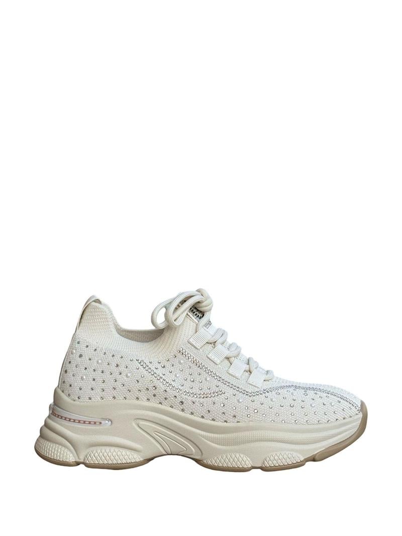 Yalınayak 25Y309-1 Taş Detaylı Aır Taban Kadın Sneaker Bej