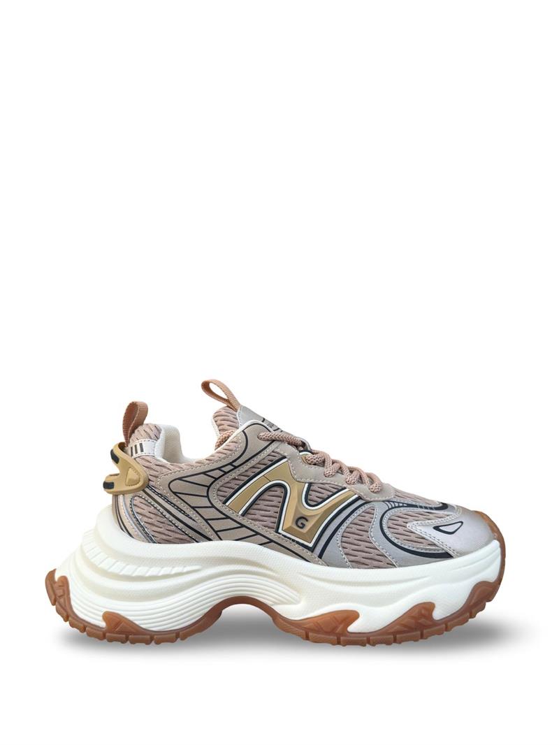 Yalınayak 25Y324 Kadın Yüksek Taban Sneaker Spor Bej