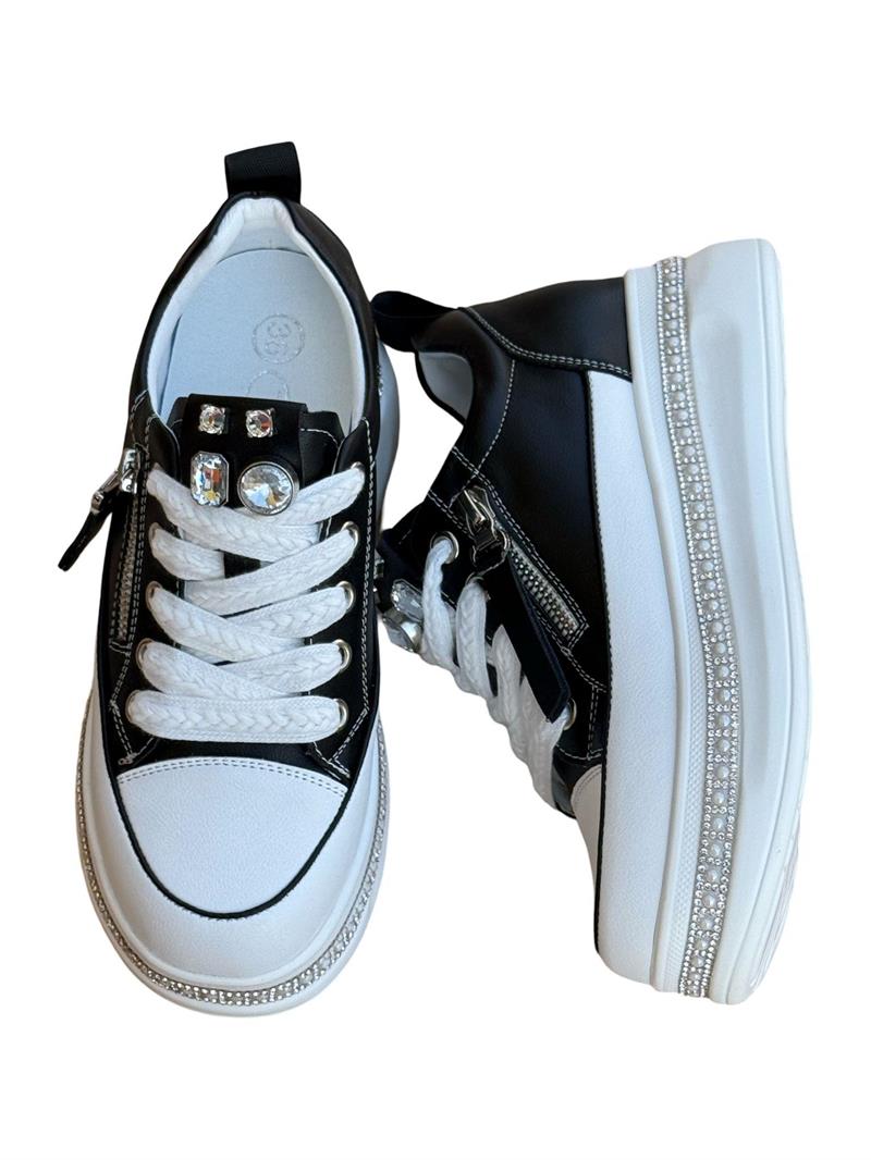 Yalınayak 25Y423-4 Taş Detaylı Kadın Eva Taban Sneaker Siyah