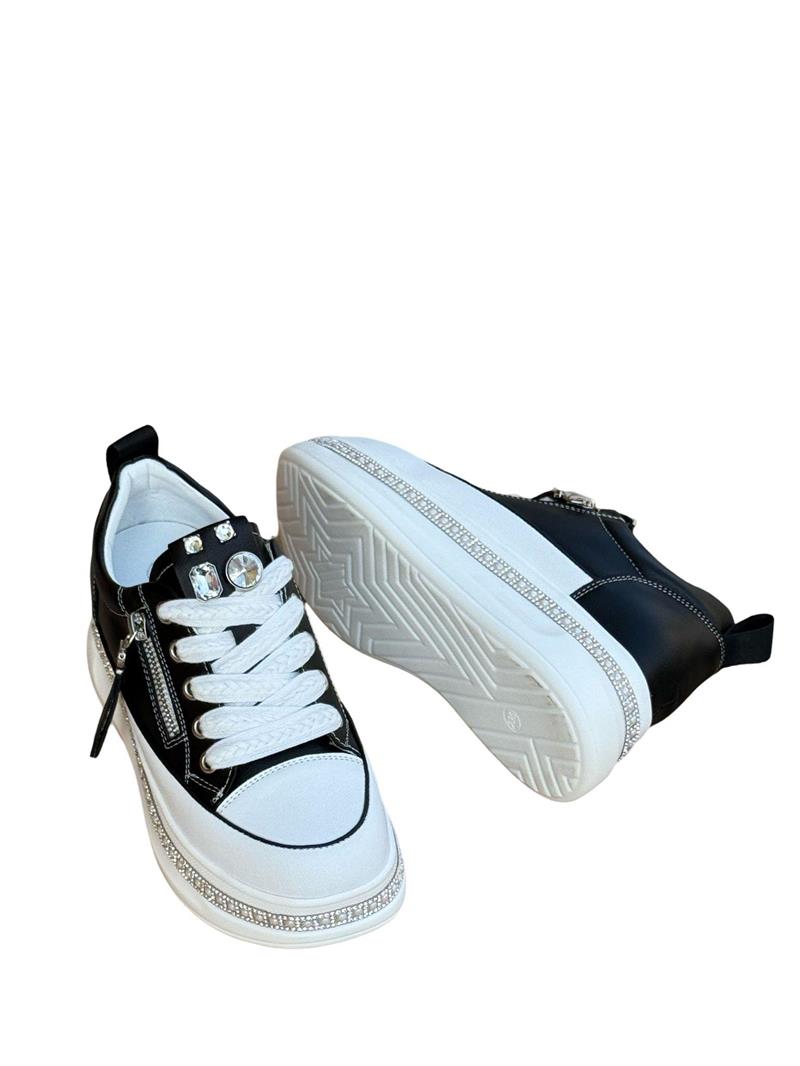 Yalınayak 25Y423-4 Taş Detaylı Kadın Eva Taban Sneaker Siyah