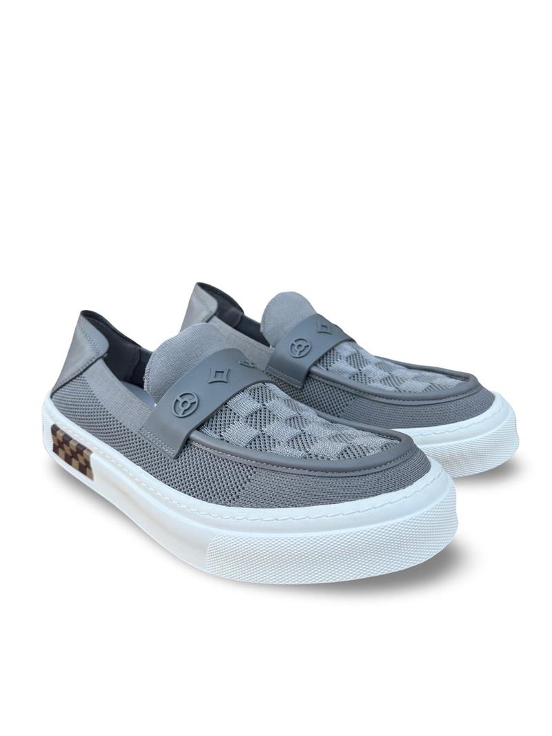 Yalınayak 25Y501-7 Erkek Keten Loafer Gri