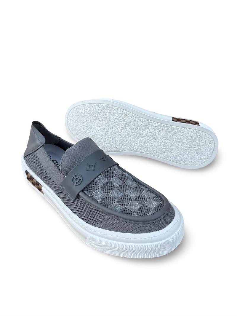 Yalınayak 25Y501-7 Erkek Keten Loafer Gri