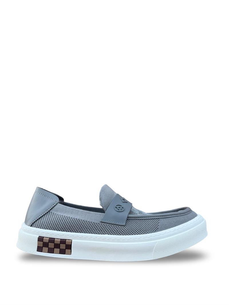 Yalınayak 25Y501-7 Erkek Keten Loafer Gri