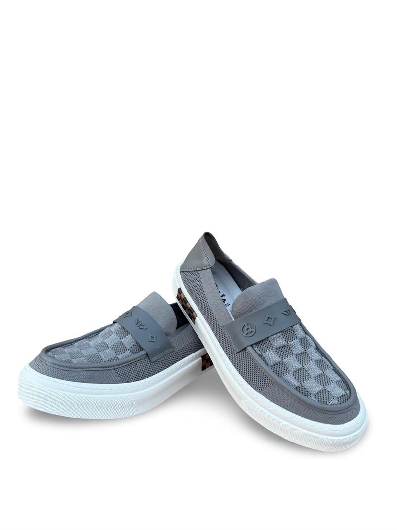 Yalınayak 25Y501-7 Erkek Keten Loafer Gri