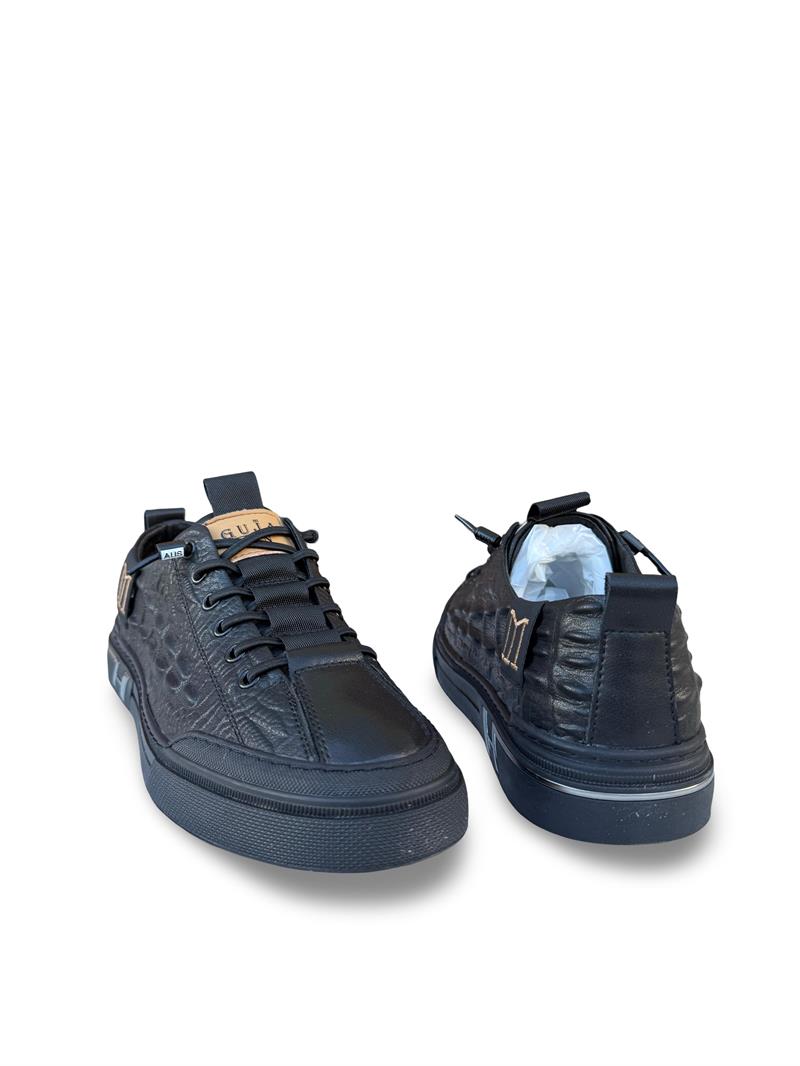 Yalınayak Y510-6 Comfort Taban Erkek Deri  Sneaker Siyah