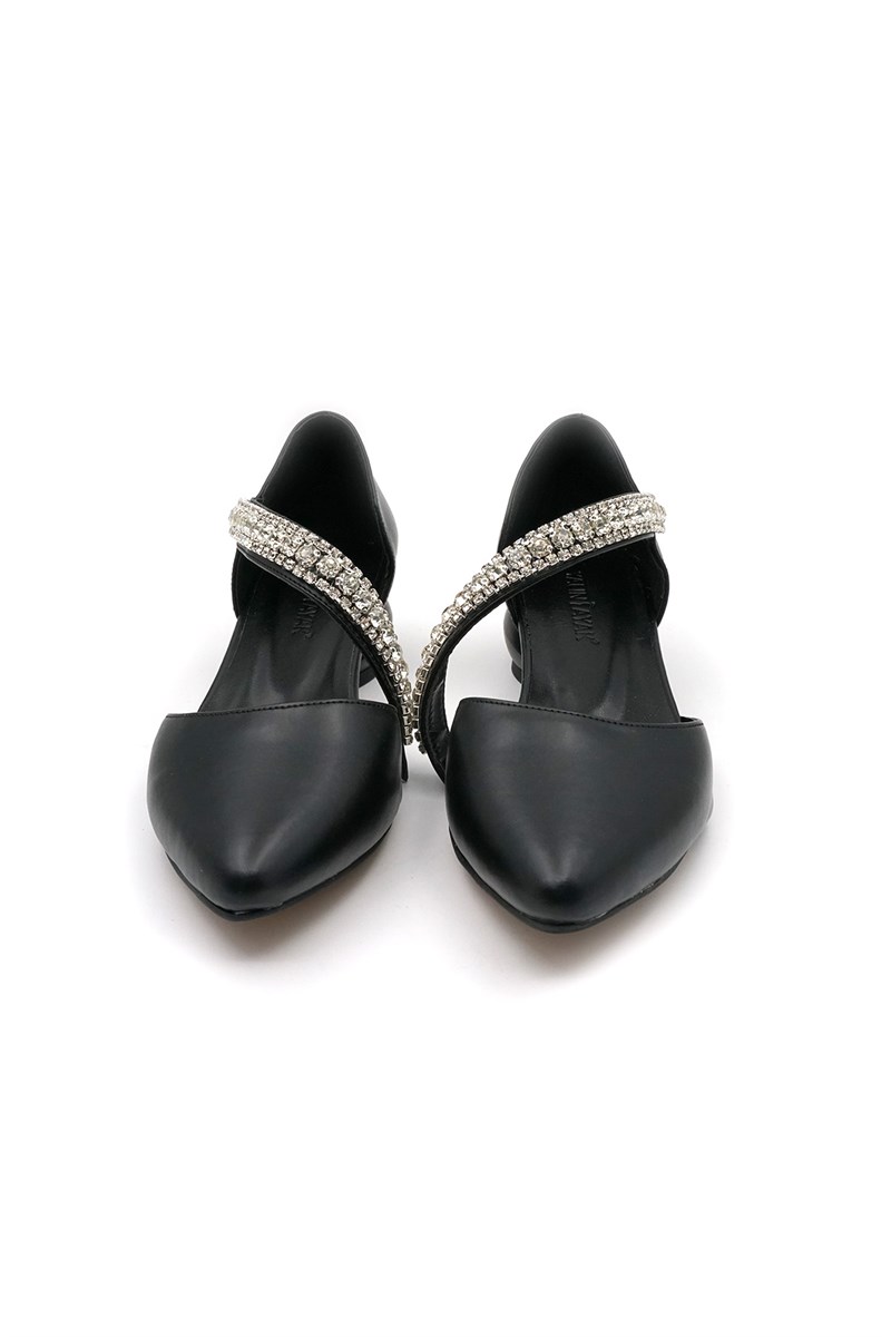 Yalınayak Bdr002 Taşlı Kadın Ayakkabı Siyah
