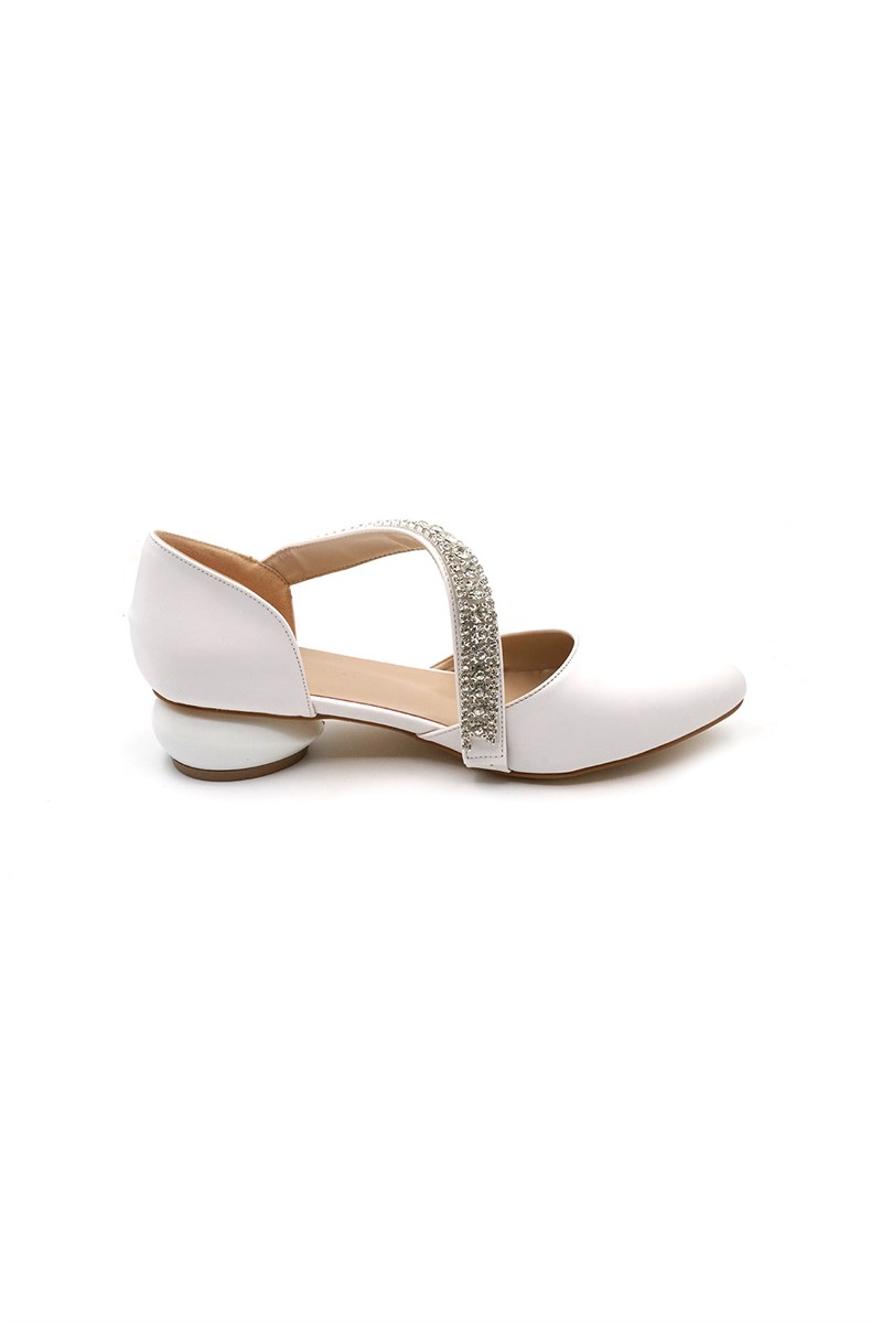 Yalınayak Bdr002 Taşlı Kadın Ayakkabı Beyaz