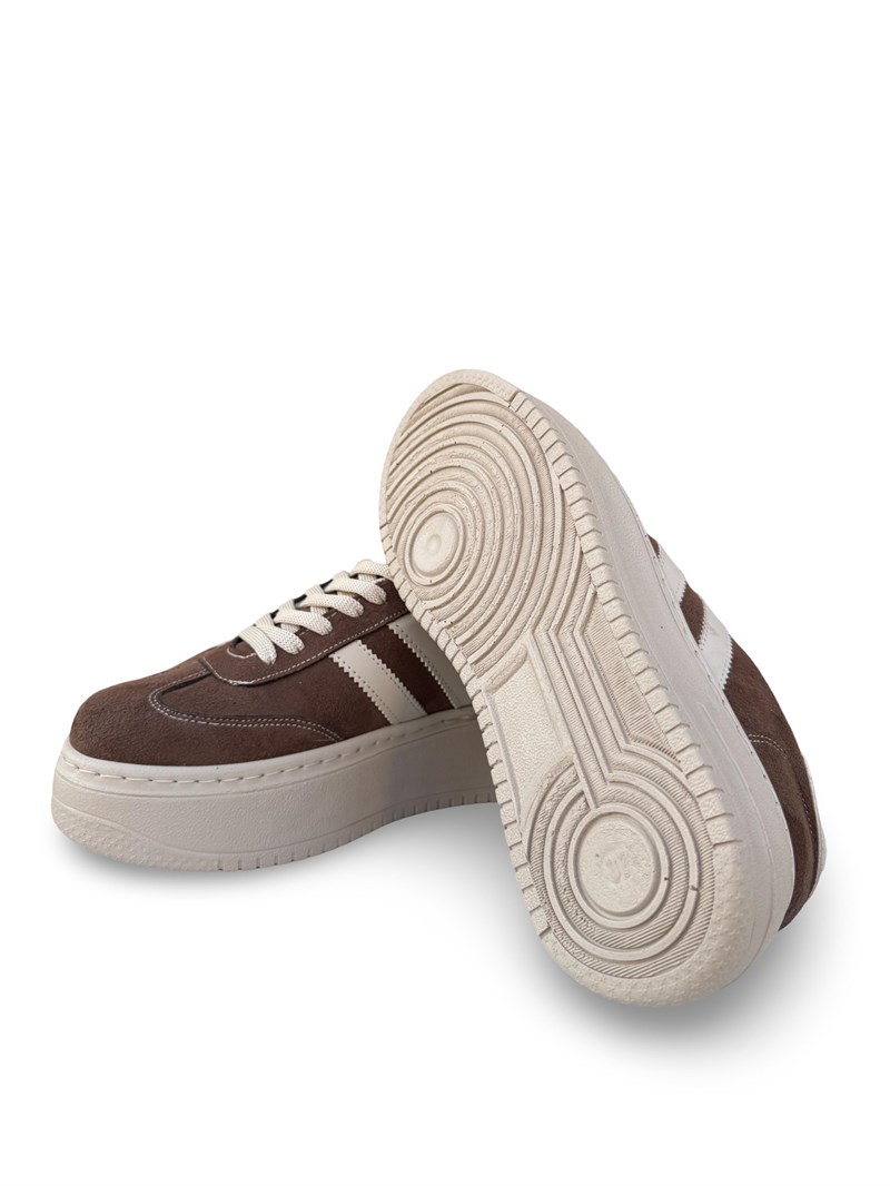 Yalınayak Bdr2026 Dolgu Taban Kadın Sneaker Kahve Süet