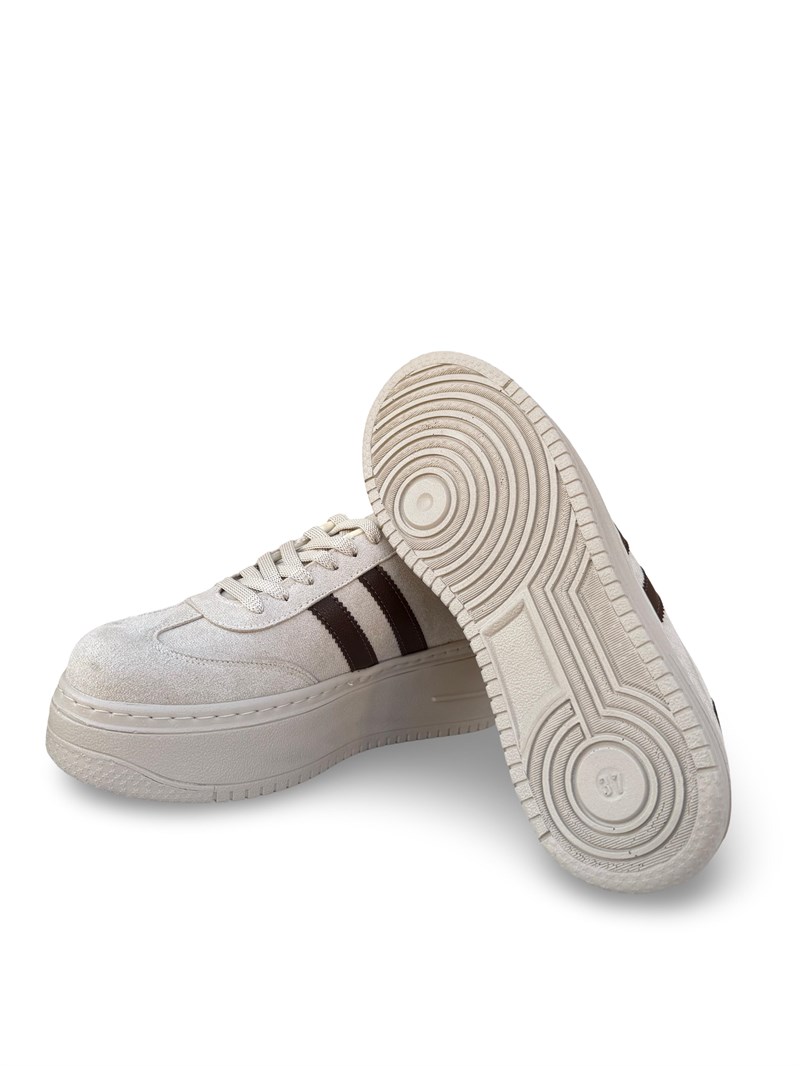 Yalınayak Bdr2026 Dolgu Taban Kadın Sneaker Bej Süet