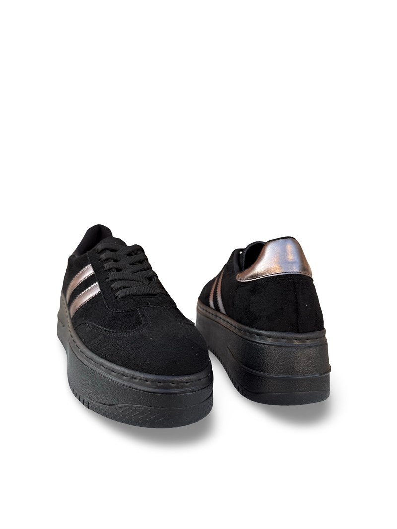Yalınayak Bdr2026 Dolgu Taban Kadın Sneaker Siyah Süet