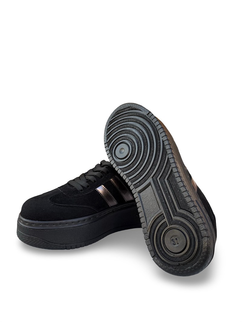 Yalınayak Bdr2026 Dolgu Taban Kadın Sneaker Siyah Süet