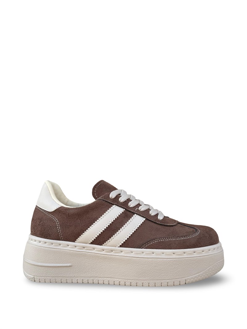 Yalınayak Bdr2026 Dolgu Taban Kadın Sneaker Kahve Süet