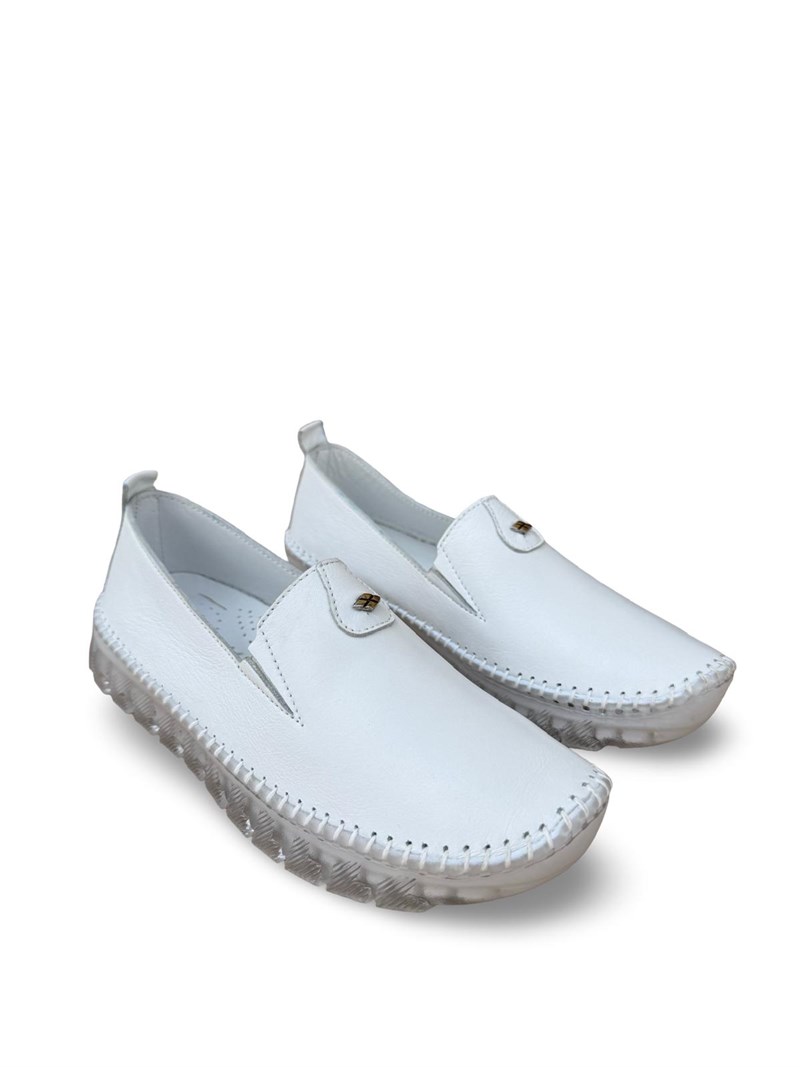 Yalınayak Bdr223 Hakiki Deri Comfort Taban Kadın Casual Ayakkabı Beyaz