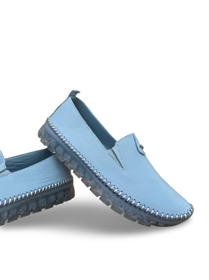 Yalınayak Bdr223 Hakiki Deri Comfort Taban Kadın Casual Ayakkabı Mavi
