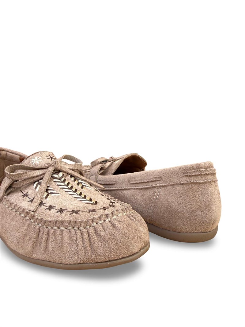 Yalınayak Bdr850 Kadın Loafer Günlük Ayakkabı Bej Süet