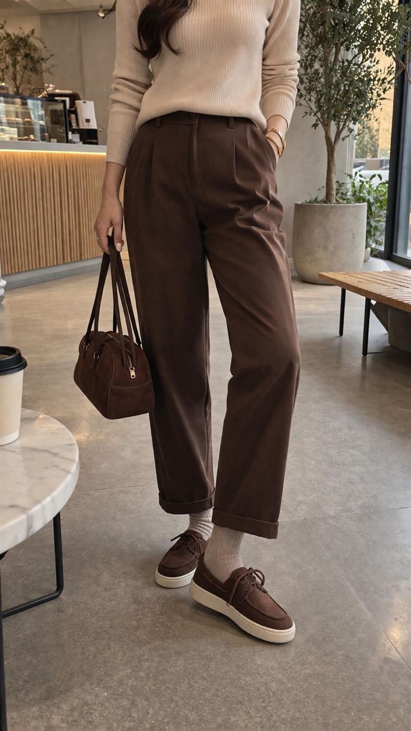 Yalınayak Bdr855 Kadın Keten Loafer Günlük Ayakkabı Kahve