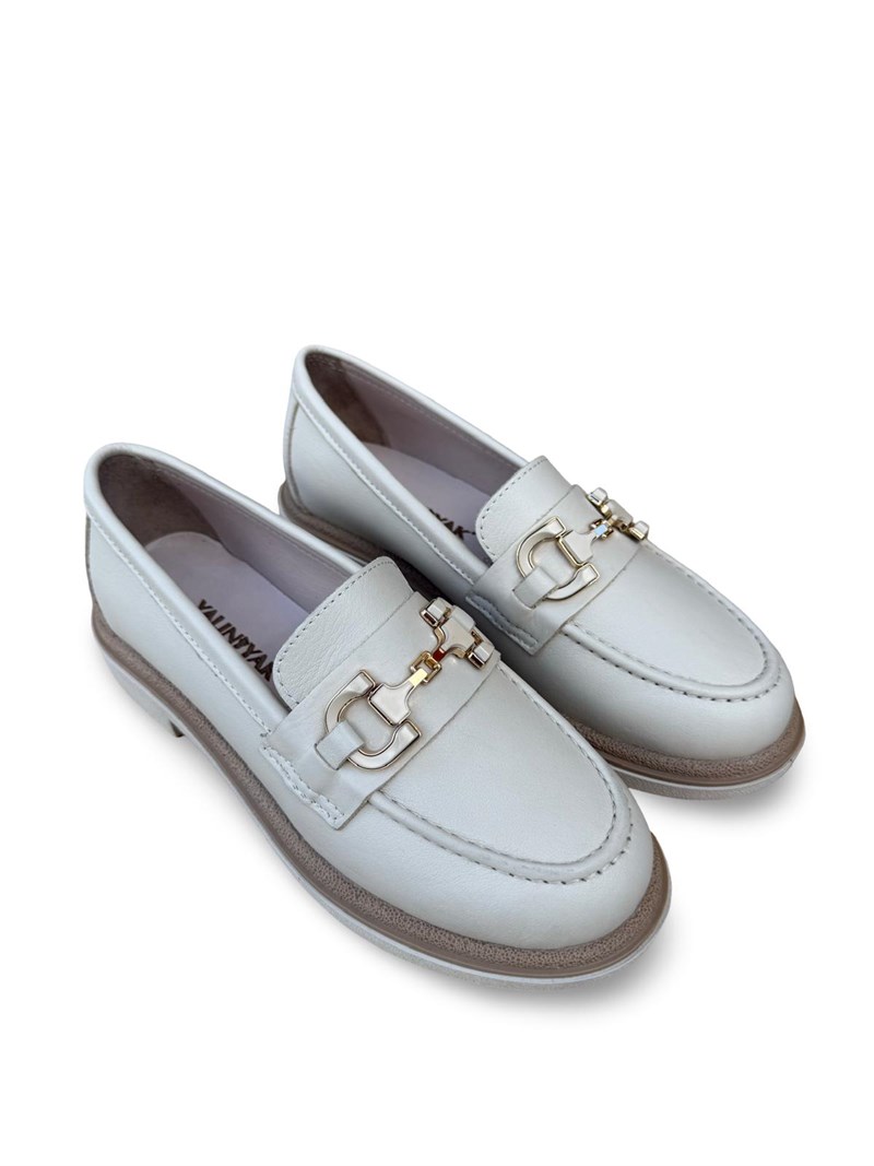 Yalınayak Blbl1556 Hakiki Deri Kadın Loafer & Babet Bej