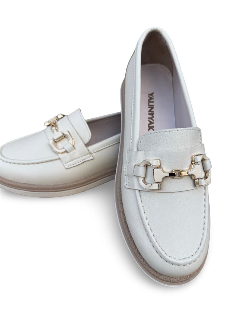 Yalınayak Blbl1556 Hakiki Deri Kadın Loafer & Babet Bej