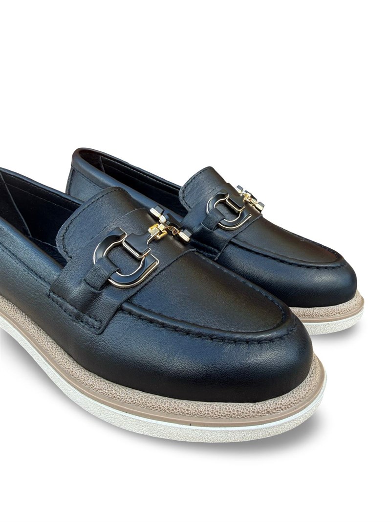 Yalınayak Blbl1556 Hakiki Deri Kadın Loafer & Babet Siyah