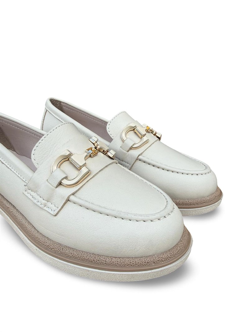 Yalınayak Blbl1556 Hakiki Deri Kadın Loafer & Babet Bej