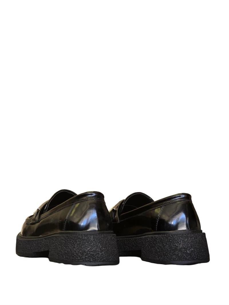 Yalınayak Bty1631984  Kauçuk Taban Kadın Loafer Siyah Rugan