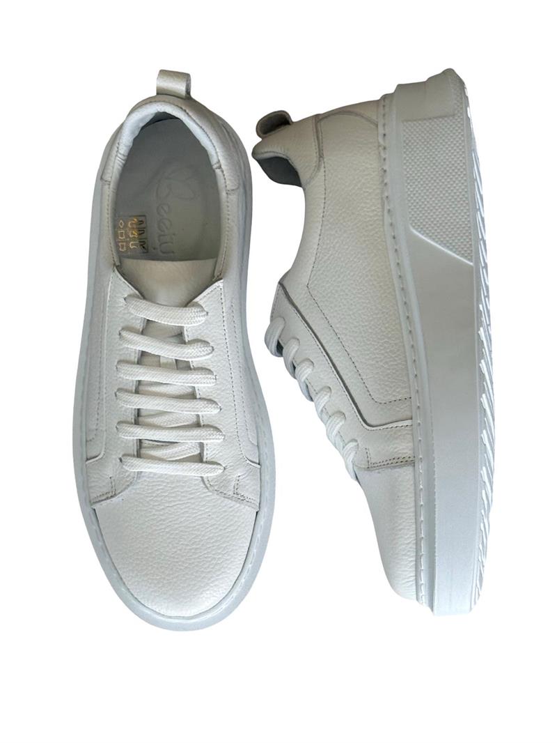 Yalınayak Bty202M01  Hakiki Deri Sneaker Kadın Ayakkabı Beyaz